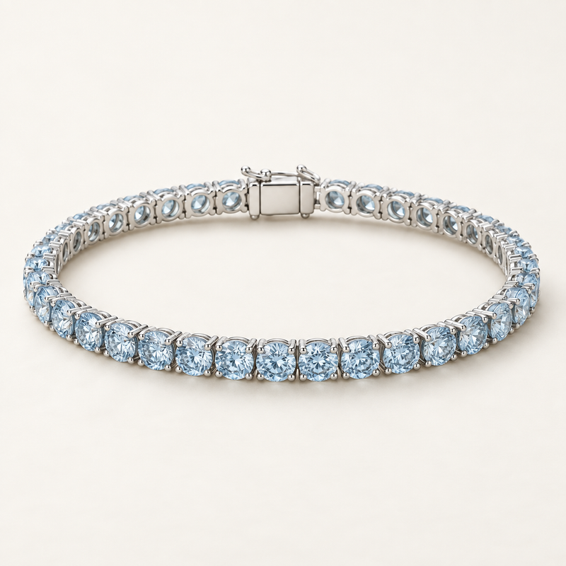 Remuse statement — Glacier Blue, Sterling Silver. AI design visualization; final specifications pending sample approval.