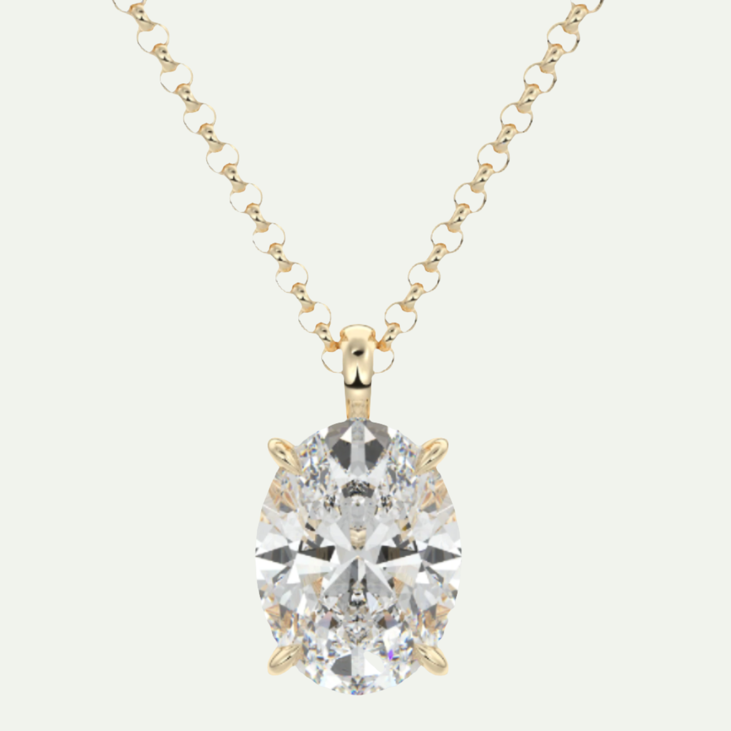 Oval Diamond Pendant Necklace
