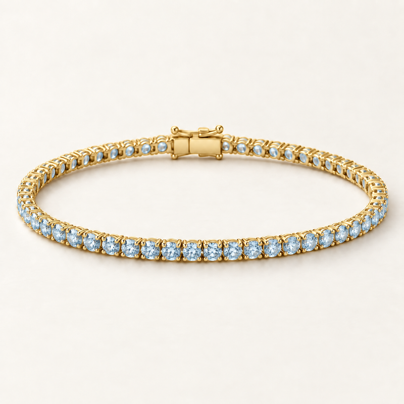 Remuse petite — Glacier Blue, Sterling Silver. AI design visualization; final specifications pending sample approval.