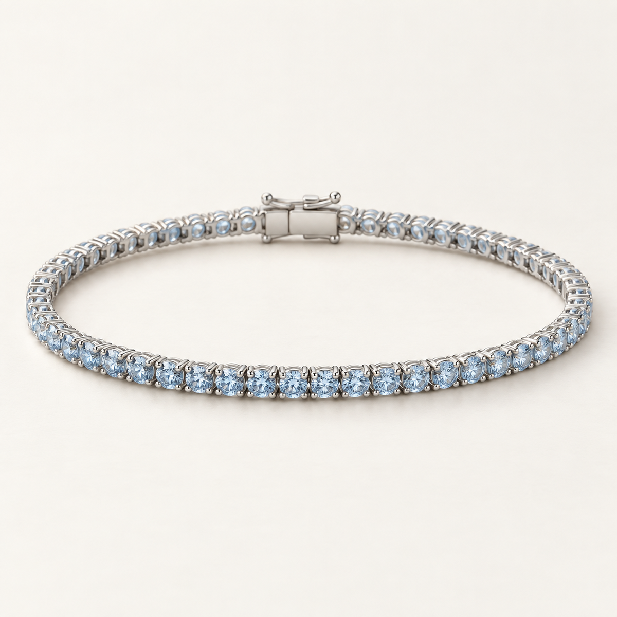 Remuse petite — Glacier Blue, Sterling Silver. AI design visualization; final specifications pending sample approval.