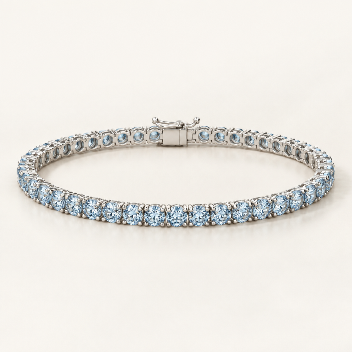 Remuse signature — Glacier Blue, Sterling Silver. AI design visualization; final specifications pending sample approval.