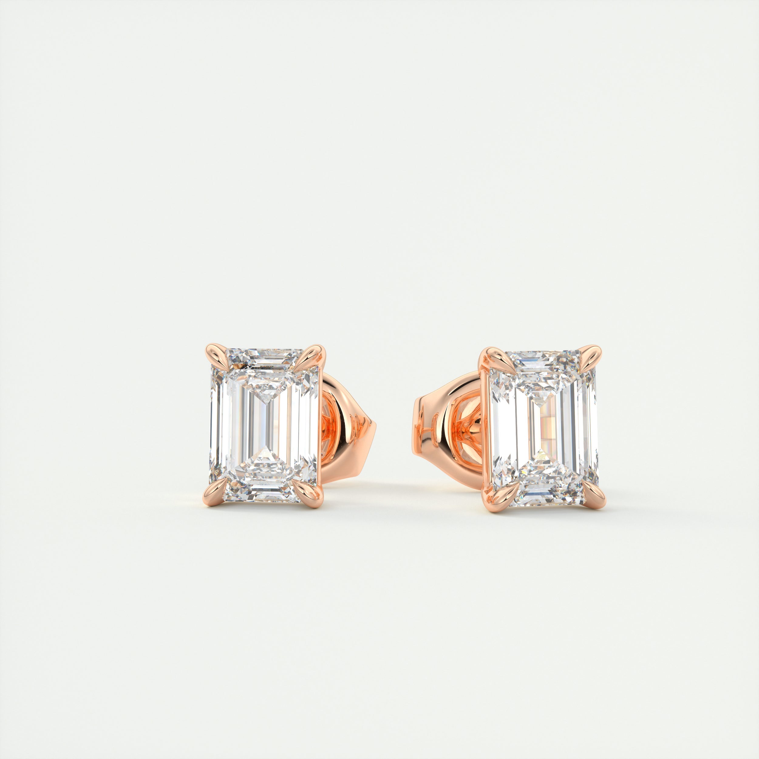 Emerald-Cut Diamond Stud Earrings